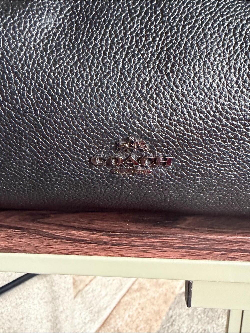 Vintage *Mint* Studded Accent Coach Black Pebbled Leather Bag with Gold Logo